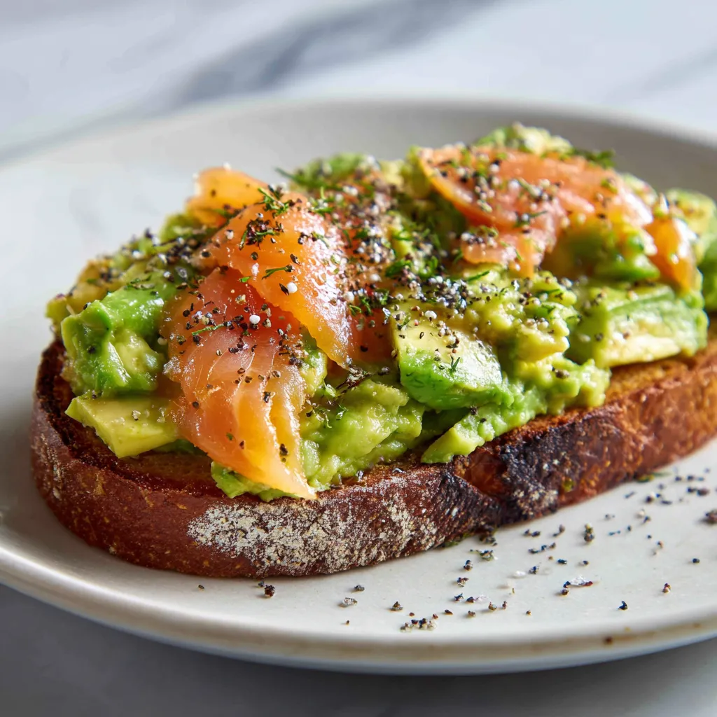 Gourmet Avocado Toast with Smoked Salmon, Everything Bagel Seasoning and Fresh Herbs - secondary view